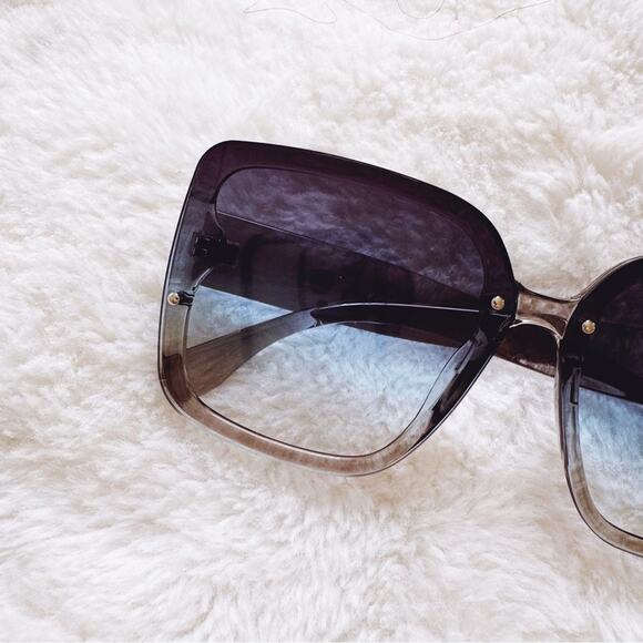 Abby Clear Blue Square Frame Sunglasses - Picture 2 of 10